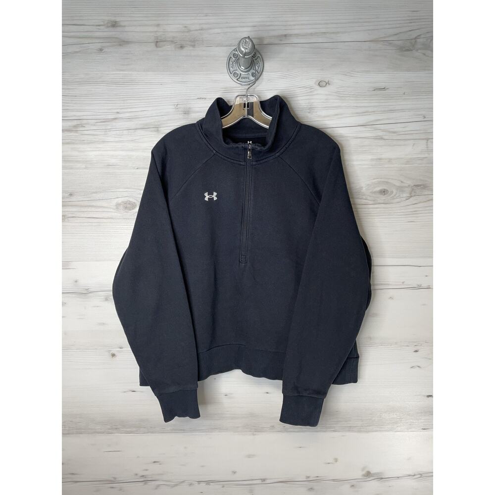 Under Armour Sweatshirt Womens Large Black Half‎ Zip Pullover Rival Fleece